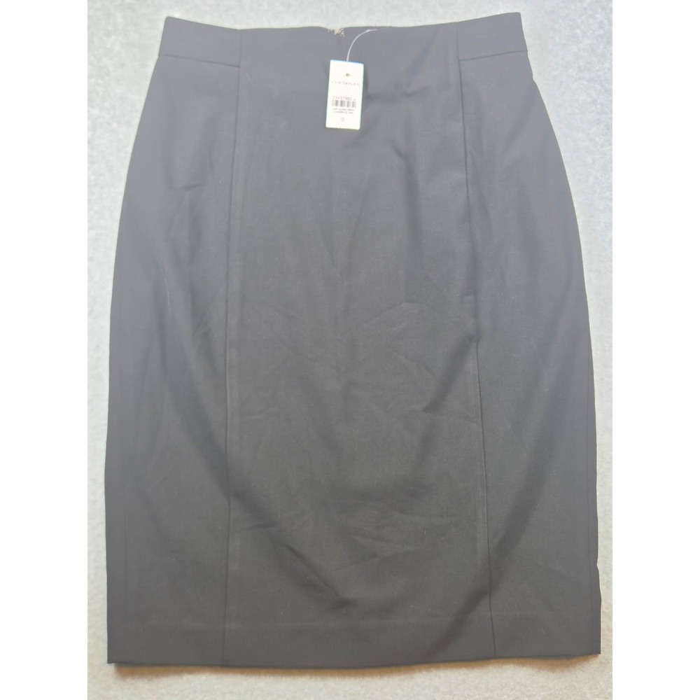 Ann Taylor Curvy Fit Black Pencil Skirt Size 0 High Waisted Professional NWT